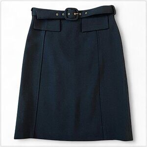 Dolce & Gabbana D&G Black 100% Wool Belted Belt Pencil Straight Skirt Size 38